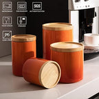 Sweejar Ceramic Food Storage Jar, Stackable Kitchen Canisters, Containers with Airtight Seal Wooden Lid for Serving Coffee Bean, Flour, Tea, Cookies, Spice and More - 58 Fl Oz (Gradient Orange) - Image 2