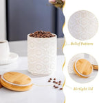 TEATALK Ceramic Utensil Holder Set, 360° Rotating Organizer for Countertop, Farmhouse Vintage Style, Large and Small Crocks in White, 7.7"+5.7" - Image 5