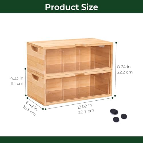 Bamboo Stackable Tea Bag Organizer, 2-Piece - Image 3