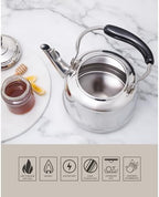 Martha Stewart Kingstree Large 2 Qt Stainless Steel Tea Kettle – Heavy Gauge Durable Whistling Tea Kettle for Stove Top, Easy Pour, Classic Design - Image 5