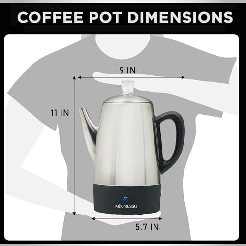 Mixpresso 10 Cup Electric Percolator Coffee Pot, Stainless Steel - Image 2
