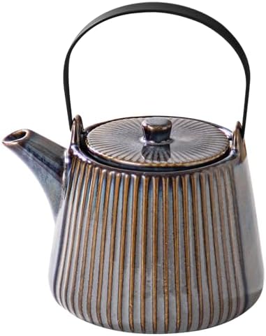 Yundu Ceramic Teapots for Tea, 1000ml/33.8oz Tea Pot with Infusers for Loose Tea, Striped Tea Pot with Removable Tea Infuser - Reactive Brown by YunduHome