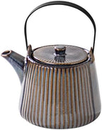 Yundu Ceramic Teapots for Tea, 1000ml/33.8oz Tea Pot with Infusers for Loose Tea, Striped Tea Pot with Removable Tea Infuser - Reactive Brown by YunduHome