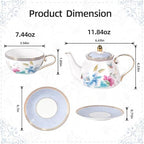 KAMMAK Tea for One Set, Ceramic Teapot, Bone China Tea Set, Cup and Saucer - Image 2