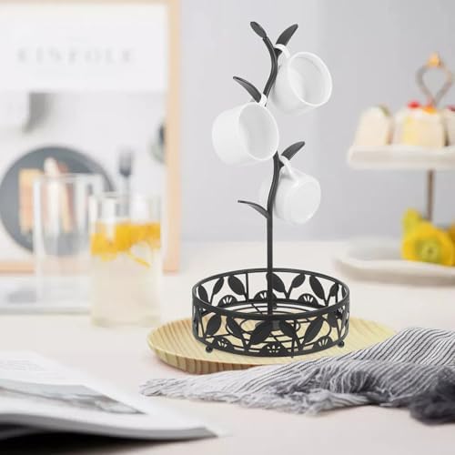 VALICLUD Xmas Coffee Mug Tree Holder Stand, Iron Rack with Tray - Image 5