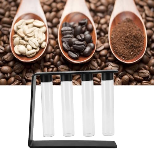 Coffee Bean Cellar Tubes, Premium Glass Coffee Bean Storage for Home Use, 2 Ounce Capacity with Metal Stand - Image 2
