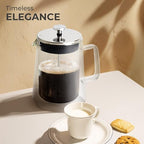 Kaffe Glass French Press Coffee Maker (27oz / 0.8L) - Double-Wall Insulated Borosilicate Glass Coffee Press - Travel & Camping - Homemade French Press Coffee - Image 6