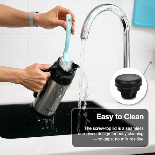 Creamer Pitcher for Coffee,1L/34 Oz Thermal Coffee Carafe,Stainless Steel Coffee Carafes for Keeping Hot and Cold,Double-Wall Design,12-Hour Hot & Cold,Leak-Proof, Portable for Travel,Camping,Office - Image 6