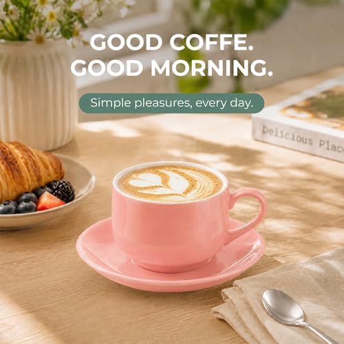 8 Ounce Cappuccino Cups Set of 4, Pink - Image 6