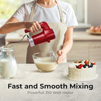 Electric Hand Mixer 350W, 9 Speed Handheld Mixer with Timer, Beaters, Whisks & Dough Hooks, Storage Case, Kitchen Mixer for Baking, Eggs, Cream, Cookie Dough & Frosting, Red - Image 7