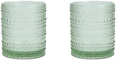 Fortessa Jupiter Hobnail Glass, 10 Ounce Double Old Fashioned (Set of 2), Sage Green by Unknown