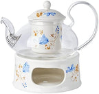 Glass Tea Pot Warmer Set 22oz Glass Teapot with Removable Loose Tea Infuser and Candle Holder Warmer Heating Base Elegant Teapot Gift Set Stovetop Safe Kettle,Style 4-7.,Style 4-7.67 x 8.68 inch by Unknown
