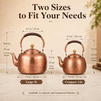 Copper Vintage Stovetop Whistling Tea Kettle, 3.2QT Solid Copper Tea Pot for Stove Top with Loud Whistle, Fast Boiling Water Kettle for Induction, Gas & Electric, Easy Pour (B 3L) - Image 7