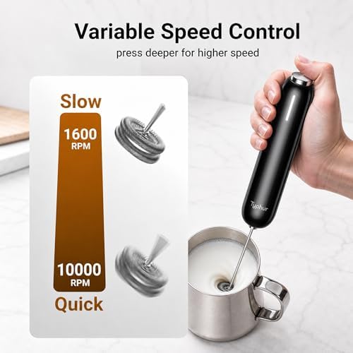 InstaWhisk Upgraded Milk Frother with Variable Speed - Rechargeable Handheld Coffee Frother Wand with Detachable Whisks, Electric Drink Mixer for Latte, Cappuccino, Almond Milk, Protein, Navy Blue - Image 2