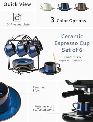 YHOSSEUN YHOJOY Espresso Cups Ceramic, Expresso Shots Cup with Handle, Espresso Accessories, 3 Oz/ 90 Ml - Image 7