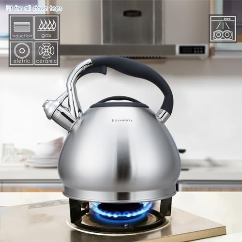 Easyworkz Whistling Stovetop Tea Kettle Food Grade Stainless Steel Hot Water Tea Pot With Loud Whistle,3.1 Quart(3.0l) - Image 6