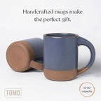 TOMO Mugs Set of 2, 12oz Modern Stoneware Coffee Mugs, Large Handle Ceramic Drinkware - Harbor Blue - Image 5
