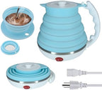 Travel Kettle Electric Foldable, Portable Electric Kettle, Collapsible Kettle Silicone + Paperless Collapsible Coffee Dripper, Travel Pour Over Coffee Maker 1 Cup (Blue) by Unknown