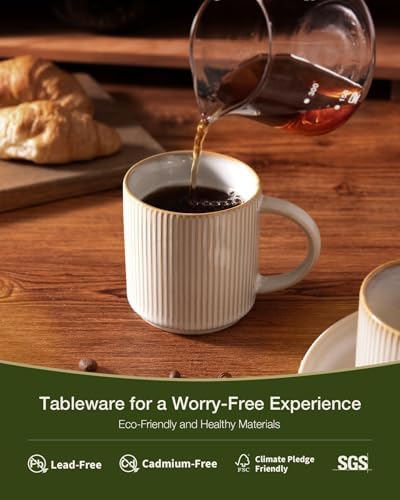 famiware Coffee Mug Set of 8, Star 12 oz Ceramic Mugs Cups Set with Handle - Image 2