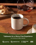 famiware Coffee Mug Set of 8, Star 12 oz Ceramic Mugs Cups Set with Handle - Image 2