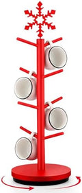 DoubleFill Christmas Tree Coffee Mug Holder 8 Hooks Snowflake Mug Holder for Countertop Snowflake Cup Rack Wood Christmas Tree Display for Kitchen Coffee Accessories by DoubleFill