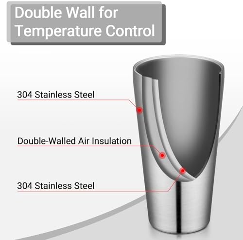 Beasea Stainless Steel Cups 19 oz, 6 Pack Large 18.6oz 550ml Stainless Steel Water Drinking Tumbler Stackable Double Wall Insulated Metal Pint Glasses Tin Cups for Home Party Camping - Image 4