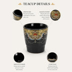 Japanese Tea Set, Black Porcelain Tea Set with 1 Teapot Set, 6 Tea Cups, 1 Tea Tray, 1 Stainless Infuser, Beautiful Asian Tea Sets for Adults, Tea Lover/Women/Men (Black BeadChain Pattern) - Image 4
