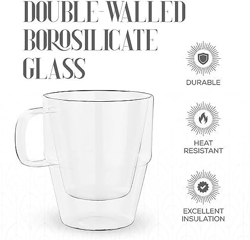 Elle Decor Double Walled Clear Coffee Cups, 5 Oz - Clear, Set of 4 - Image 6