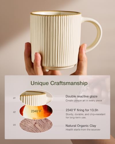 famiware Coffee Mug Set of 8, Star 12 oz Ceramic Mugs Cups Set with Handle - Image 5