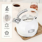 Tea Kettle Stovetop, 2.64 Quart Food Grade Steel Whistling Tea Pot White - Image 5