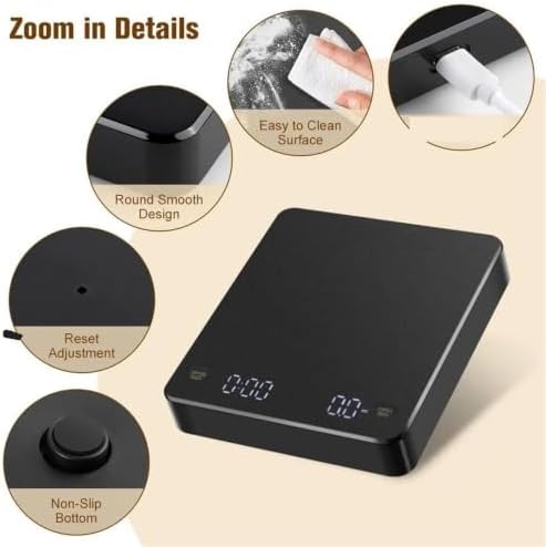 Digital Coffee Scale with Timer, 3kg 0.1g for Espresso & Pour-Over - Image 7