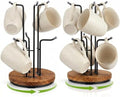 2 Pack 360° Rotating Large Mug Tree for Counter, Coffee Mug Holder with 6 Hooks, Cup Holder Stand for Countertop, Metal Cup Tree Rack with Weighted Wood Base, Kitchen Coffee Bar Decor Display by Unknown