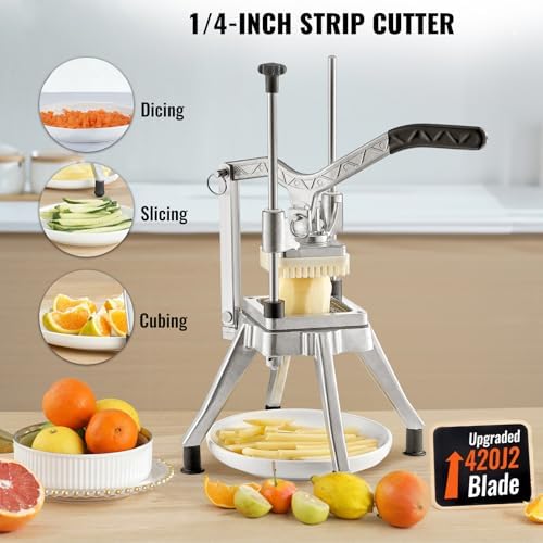 VEVOR Commercial Vegetable Fruit Chopper 1/4" Blade Heavy Duty Professional Food Dicer Kattex French Fry Cutter Onion Slicer Stainless Steel for Peppers Potato Mushroom - Image 2