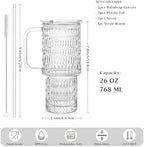 INSETLAN 24 oz Raindrop Glass Tumbler with Handle, 2-Pack Iced Coffee Cups - Image 2