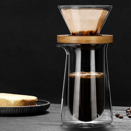 Insulated Borosilicate Glass Coffee Brewer Carafe and Dripper Set for Cold Brew and Hot Pour with Simple Double Wall Glass Pours Over Maker - Image 2
