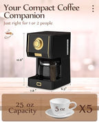Amaste Coffee Maker, 25 Oz Drip Retro Style Coffee Machine with Glass Coffee Pot with Reusable Coffee Filter & Three Brewing Modes, Warming Plate, CM 1003AE-Black - Image 6