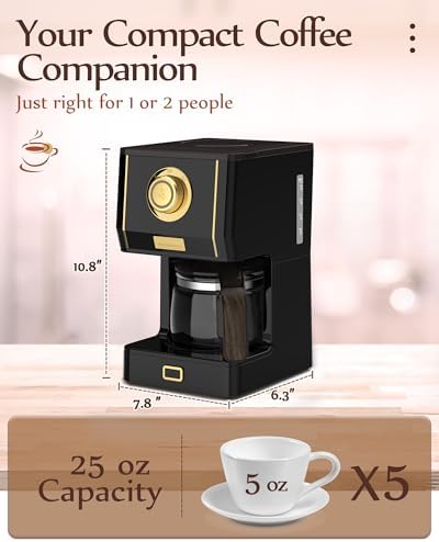 Amaste Coffee Maker, 25 Oz Drip Retro Style Coffee Machine with Glass Coffee Pot with Reusable Coffee Filter & Three Brewing Modes, Warming Plate, CM 1003AE-Black - Image 6