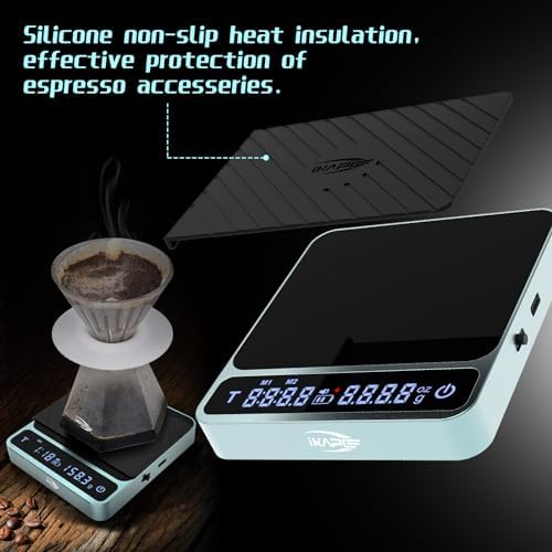 IKAPE Digital Coffee Scale, Premium Aluminium Espresso Scales with Timer, 2kg/0.1g High Precision Rechargeable Drip Espresso Scale with Tare Function, LED Display(Green) - Image 5