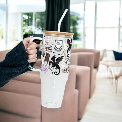 Sip-Sip Hooray! Basgiath War College 40oz Glass Tumbler with Lid and Straw - Image 3