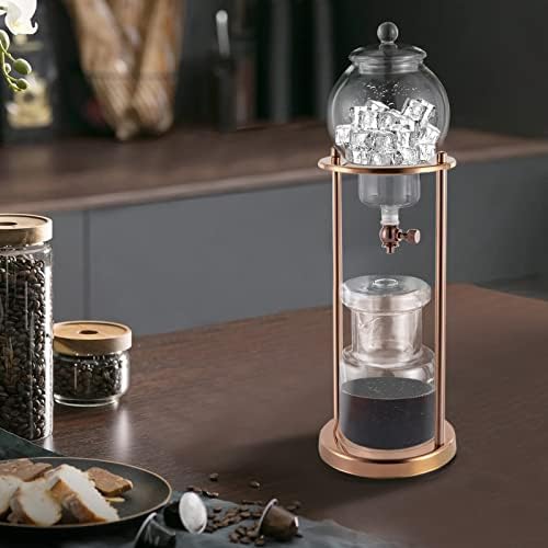 Cold Brew Coffee Maker 600ml/20.29oz Capacity, Iced Coffee Cold Brew Drip Tower in Stainless Steel and Borosilicate Glass, Ice Coffee Maker for Home, Coffee Shops, Offices(Gold) - Image 3