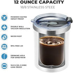 MEWAY 12oz/8Pack Coffee Mug With Lid, Insulated Stainless Steel Reusable Coffee Cup, Double Wall Durable Coffee Mug, Powder Coate，For Coffee, Beer, Home, Office(White,8 Pack) - Image 3