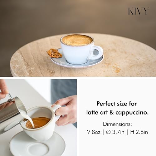 KIVY Cappuccino Cups set - 4x 8oz - Thick-walled stoneware cappuccino cup - Image 4