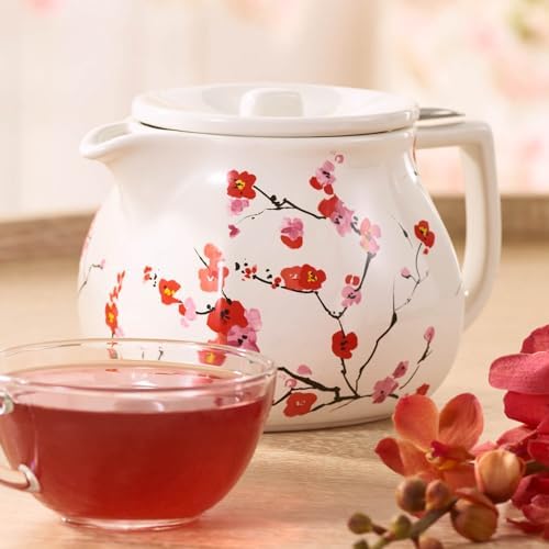 Tea Forte Ceramic Teapot with Infuser, Sakura Cherry Blossom, 24 oz - Image 5
