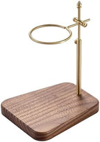 Adjustable Wooden Coffee Dripper Stand with Brass Ring, Retro Walnut Base, 360° Rotation, Height and Horizontal Adjustment, Compatible with Multiple Coffee Drippers, for Pour Over Coffee Brewing by Unknown
