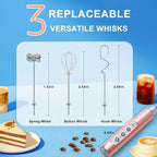 YUSWKO Rose Gold Handheld Milk Frother Wand for Coffee, Rechargeable Electric Whisk Drink Mixer Coffee Frother For Latte, Cappuccino, Hot Chocolate, Egg - Image 2