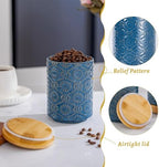 TEATALK Ceramic Canister with Airtight Lid, Cookie & Coffee Canister for Countertop, Food Storage Jar for Sugar, Tea, Matcha, Candy, Coffee Bean Container, Dark Blue, 7.7"+5.7" - Image 5