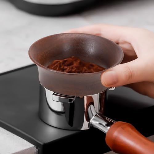 Espresso Dosing Ring Wood, for 51mm 53mm 58mm Portafilter Magnetic Coffee Grounds Funnel, for barista Tool Brown(51mm) - Image 2