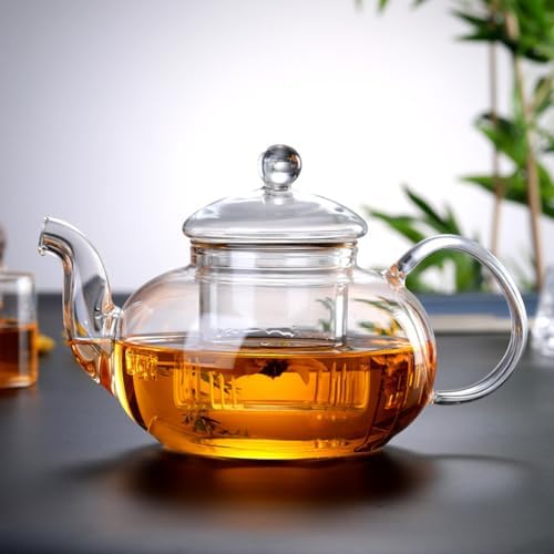 Cabilock Glass Teapot 8.5 Oz Heat-Resistant Transparent Tea Pot with Removable Infuser for Loose Leaf Brewing at Home and Office - Image 3