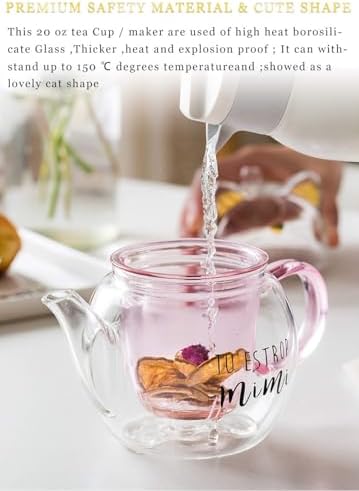 IwaiLoft CAT Glass Teapot, Stovetop Safe Tea Kettle, Blooming and Loose Leaf Tea Maker iw-gtcat-600(Cat) - Image 4