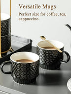 Gomakren Coffee Mugs Set of 4, 13oz Stackable Coffee Cups with Stand, Black - Image 6